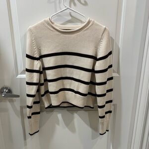 GAP Cream and Black Striped Women's Sweater
